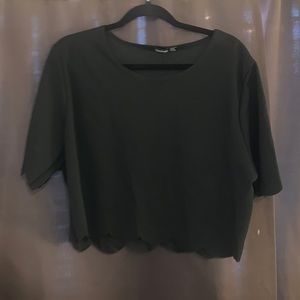 Black Scalloped Crop Top